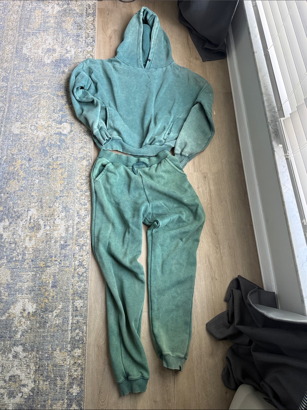 PTULA Cozy Teal Green Hooded Sweatshirt & Jogger Set
